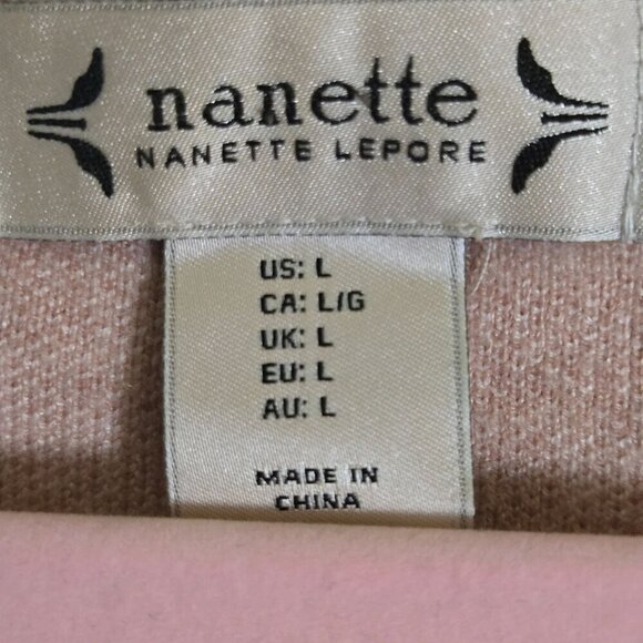 Nanette Lepore Pink White Gingham Crewneck Cardigan Sweater Size L - Picture 4 of 5